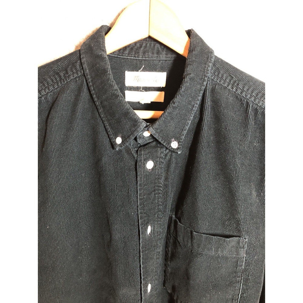 Madewell Shirt Mens Large Black Perfect Fit Corduroy Casual Classic